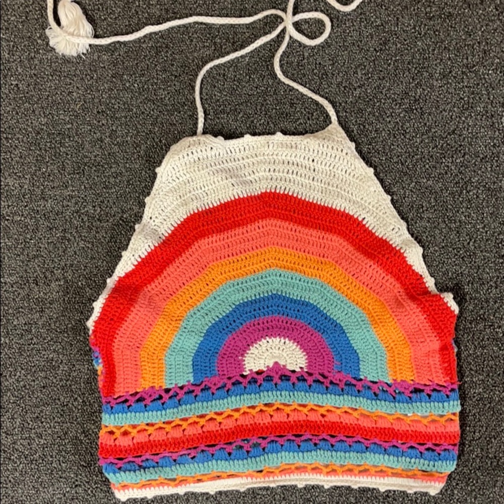 Rainbow Knitted Crop Top